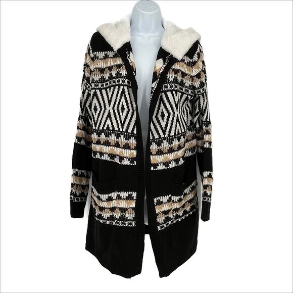 No Boundaries Hooded Sweater Black/Neutral Size Large 11/13 - Picture 1 of 8
